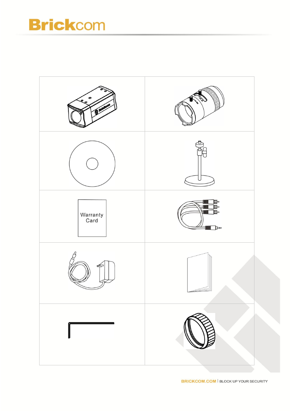 Package contents | Brickcom FB-300N User Manual | Page 6 / 17