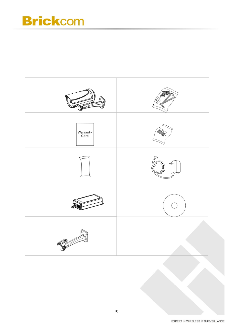 Chapter 1 - package contents | Brickcom OB-500Af Series User Manual | Page 8 / 34