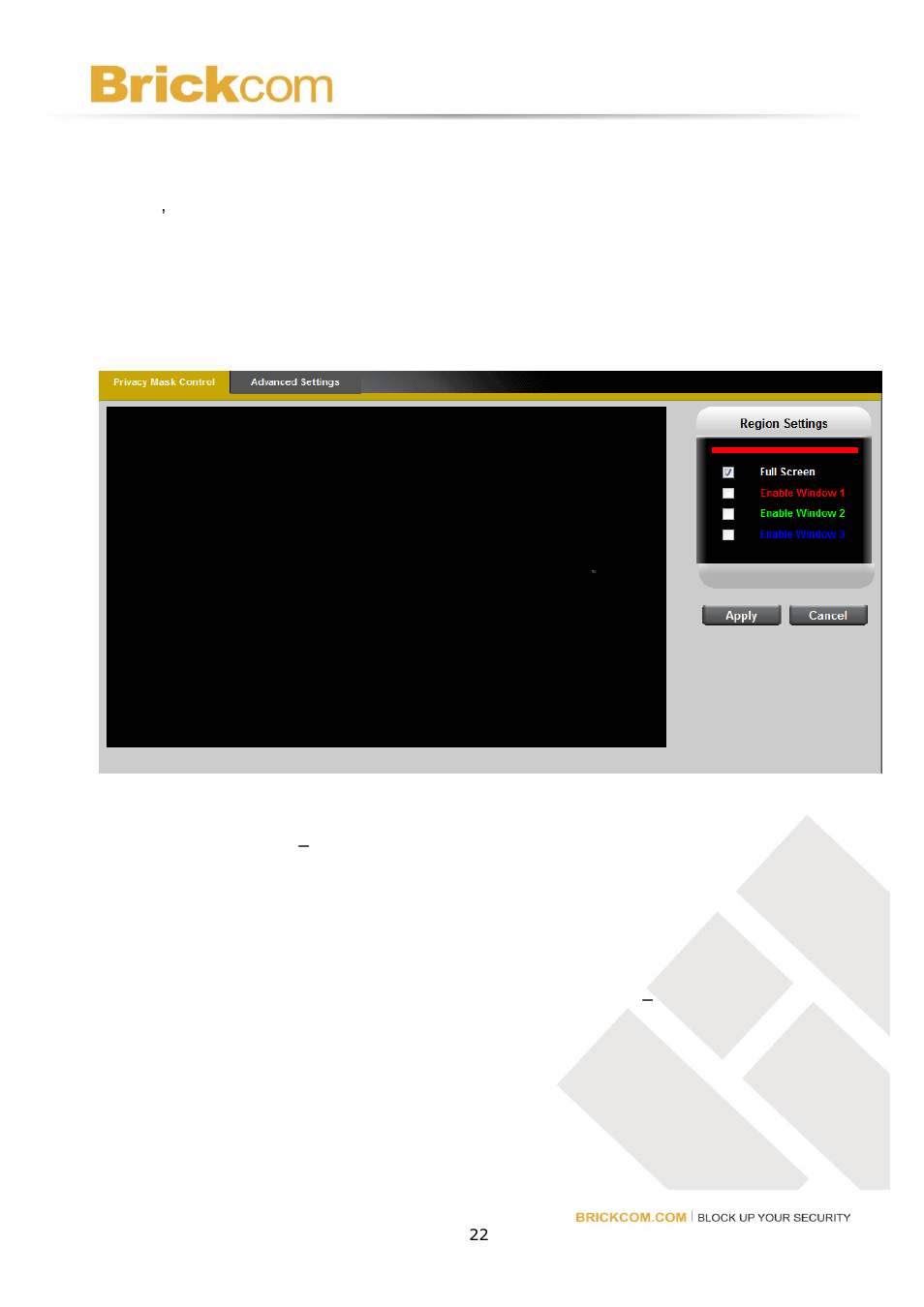 Privacy mask control | Brickcom Software Users Manual For Firmware release V3.2.x.x User Manual | Page 23 / 72