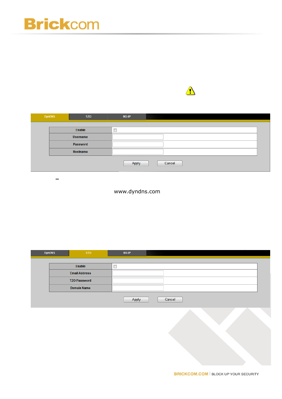 Dynamic domain name service) | Brickcom Software Users Manual For Firmware release V3.2.x.x User Manual | Page 31 / 72