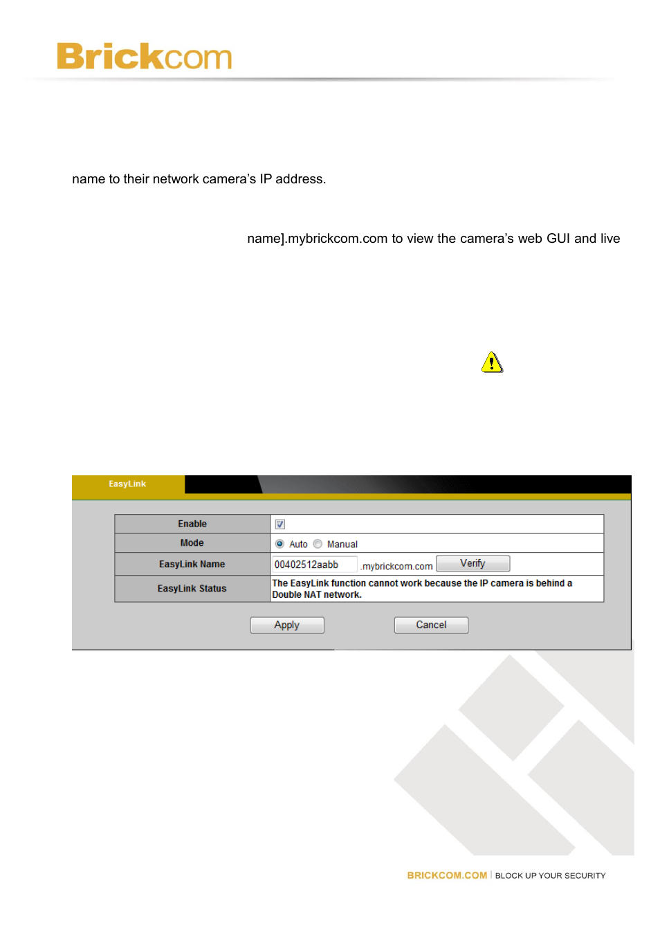 Easylink | Brickcom Software Users Manual For Firmware release V3.2.x.x User Manual | Page 33 / 72