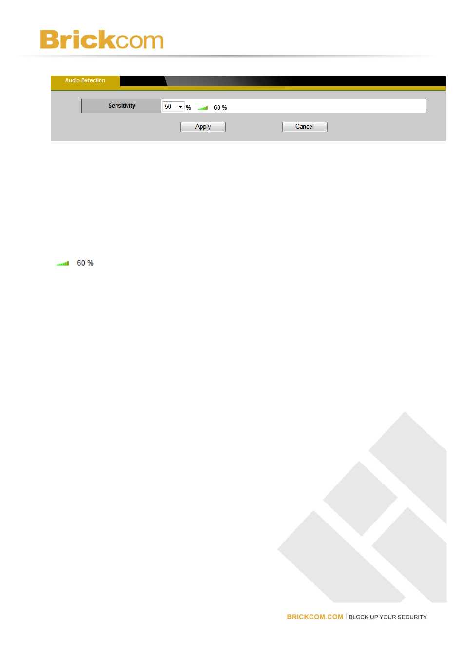 Audio detection | Brickcom Software Users Manual For Firmware release V3.2.x.x User Manual | Page 50 / 72