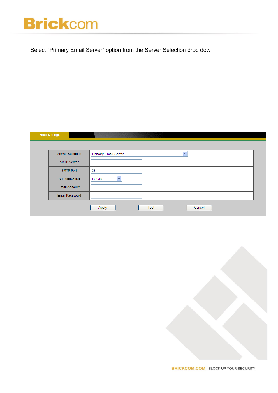 E-mail settings | Brickcom Software Users Manual For Firmware release V3.2.x.x User Manual | Page 52 / 72