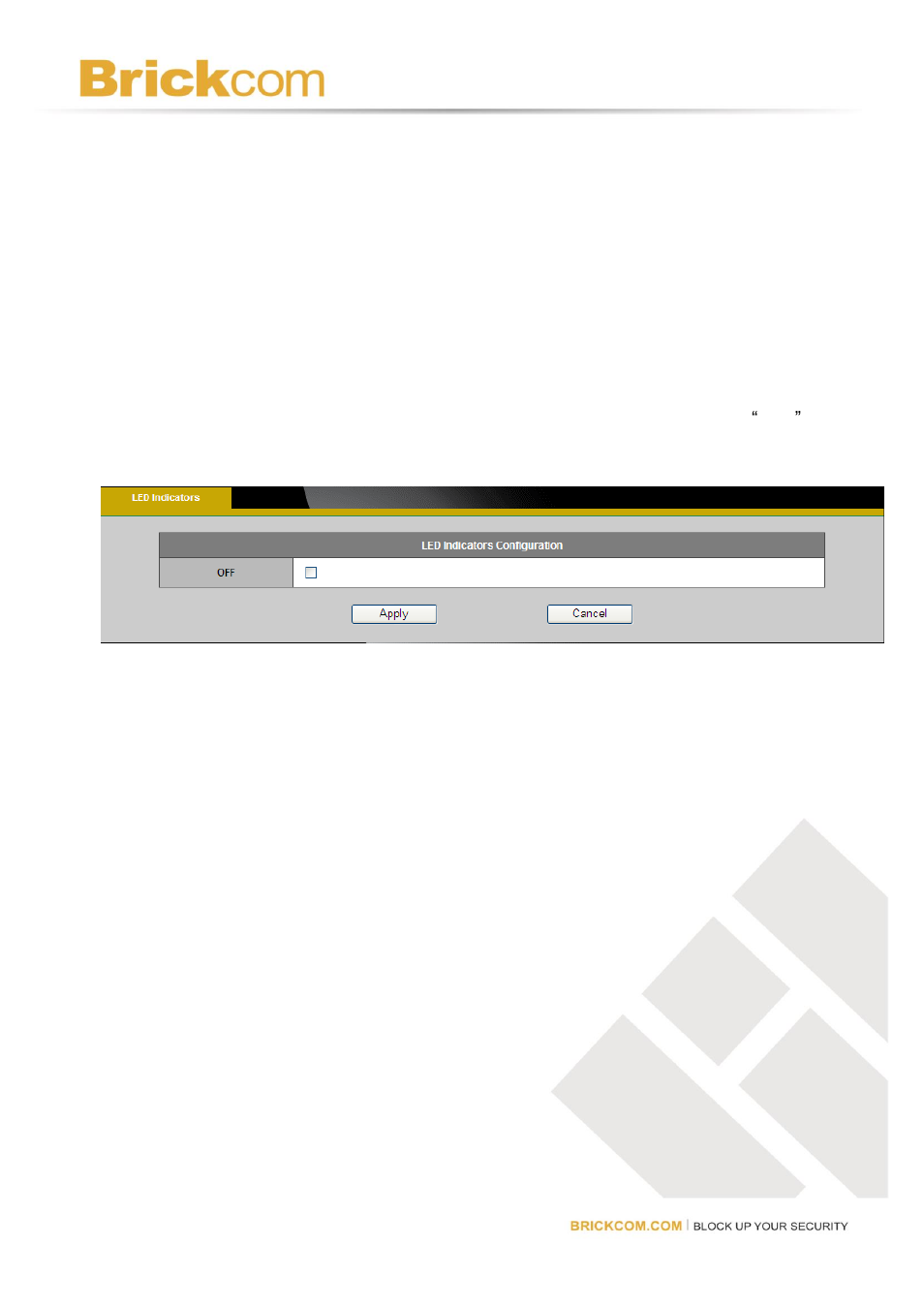 Led indicators | Brickcom Software Users Manual For Firmware release V3.2.x.x User Manual | Page 67 / 72