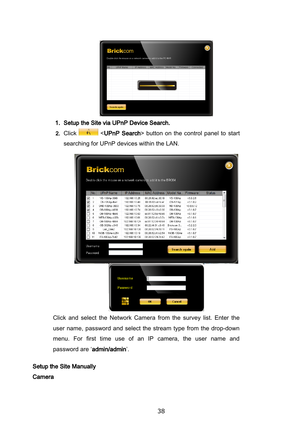 Camera | Brickcom BRC-64 User Manual | Page 38 / 99