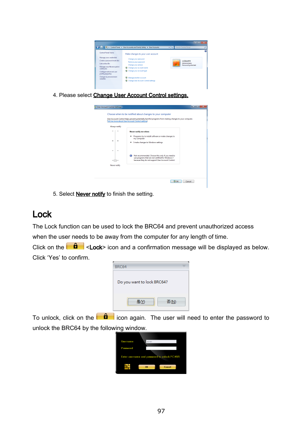 Lock | Brickcom BRC-64 User Manual | Page 97 / 99