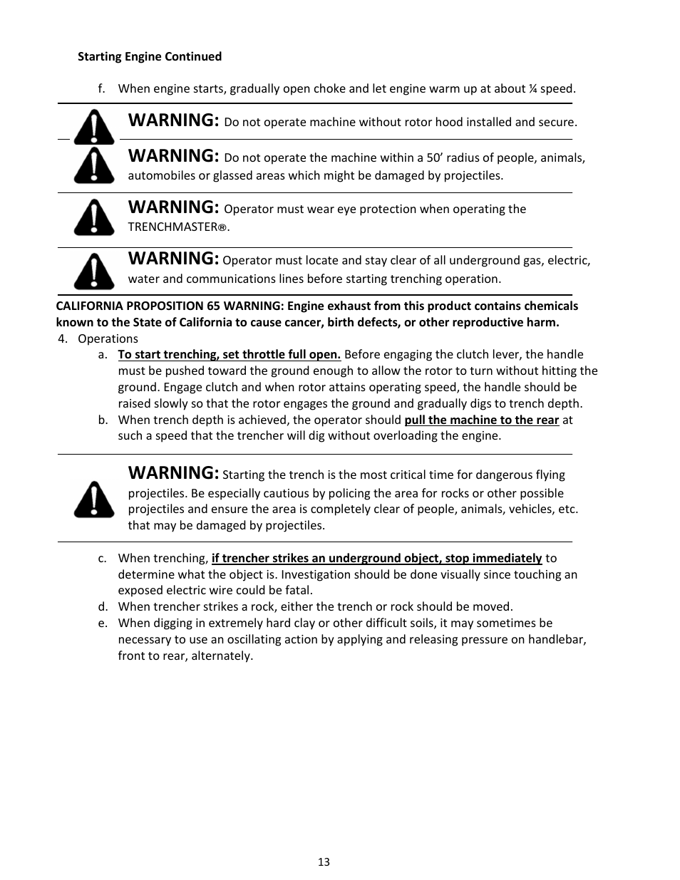 Warning | Brown Products BedEdger Bantam _ Bantam Mole (B565H, B580H, B590H, B765H, B780H, B790H) User Manual | Page 13 / 24