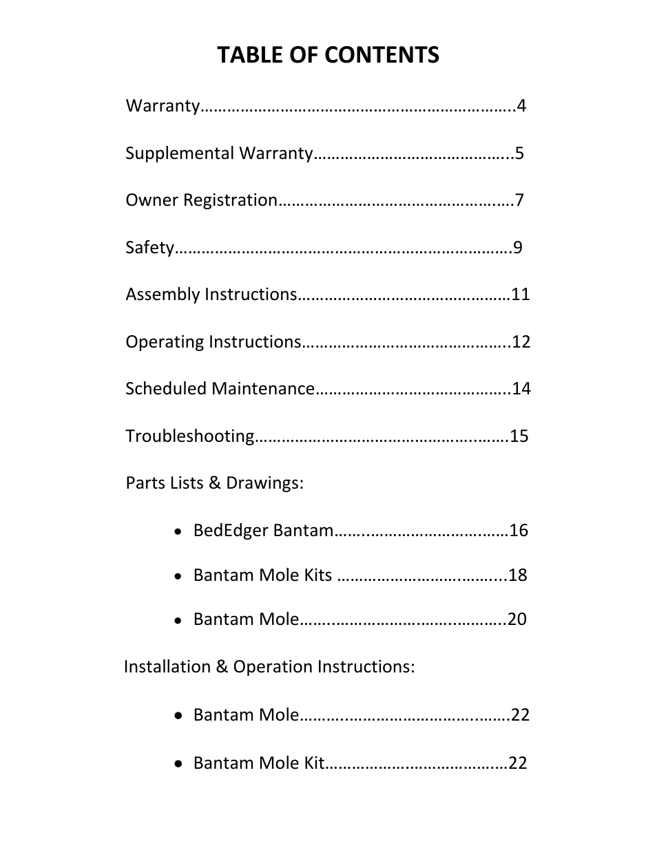 Brown Products BedEdger Bantam _ Bantam Mole (B565H, B580H, B590H, B765H, B780H, B790H) User Manual | Page 3 / 24
