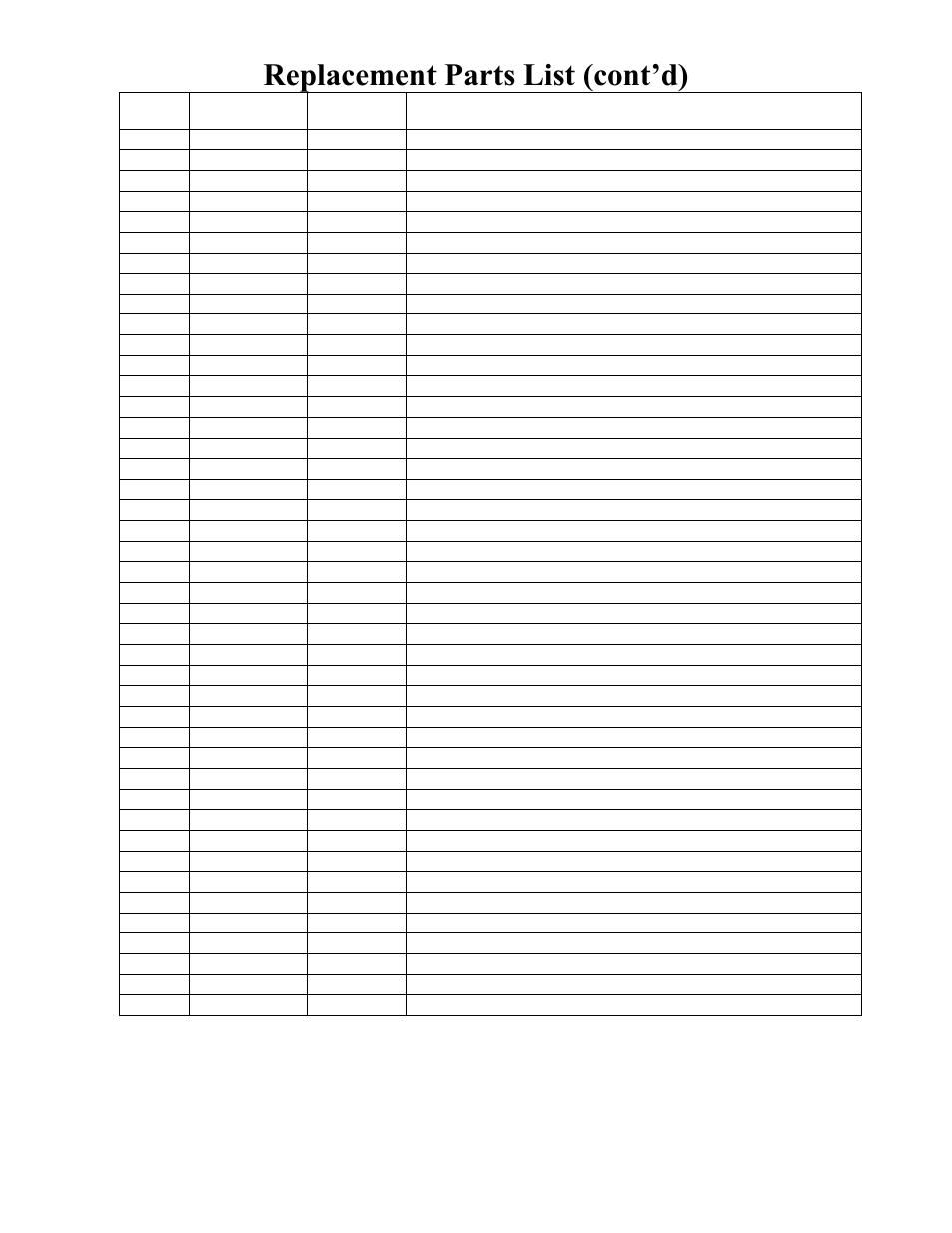 Replacement parts list (cont’d) | Brown Products BrushOx (BC2613HER) User Manual | Page 26 / 33