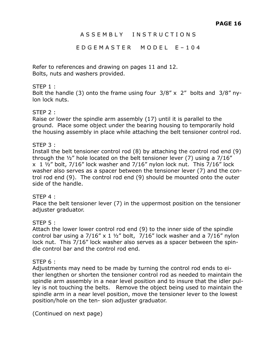 Brown Products EdgeMaster (E-104H, E-104H5.5) User Manual | Page 23 / 25