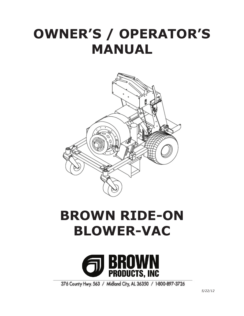 Brown Products Ride-On Blower-Vac (BVZ4000H, BVZ4000SD) User Manual | 38 pages