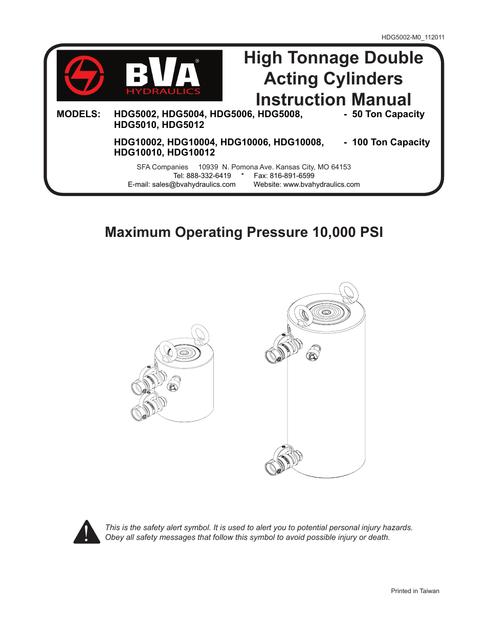 BVA Hydraulics HDG10012 User Manual | 8 pages