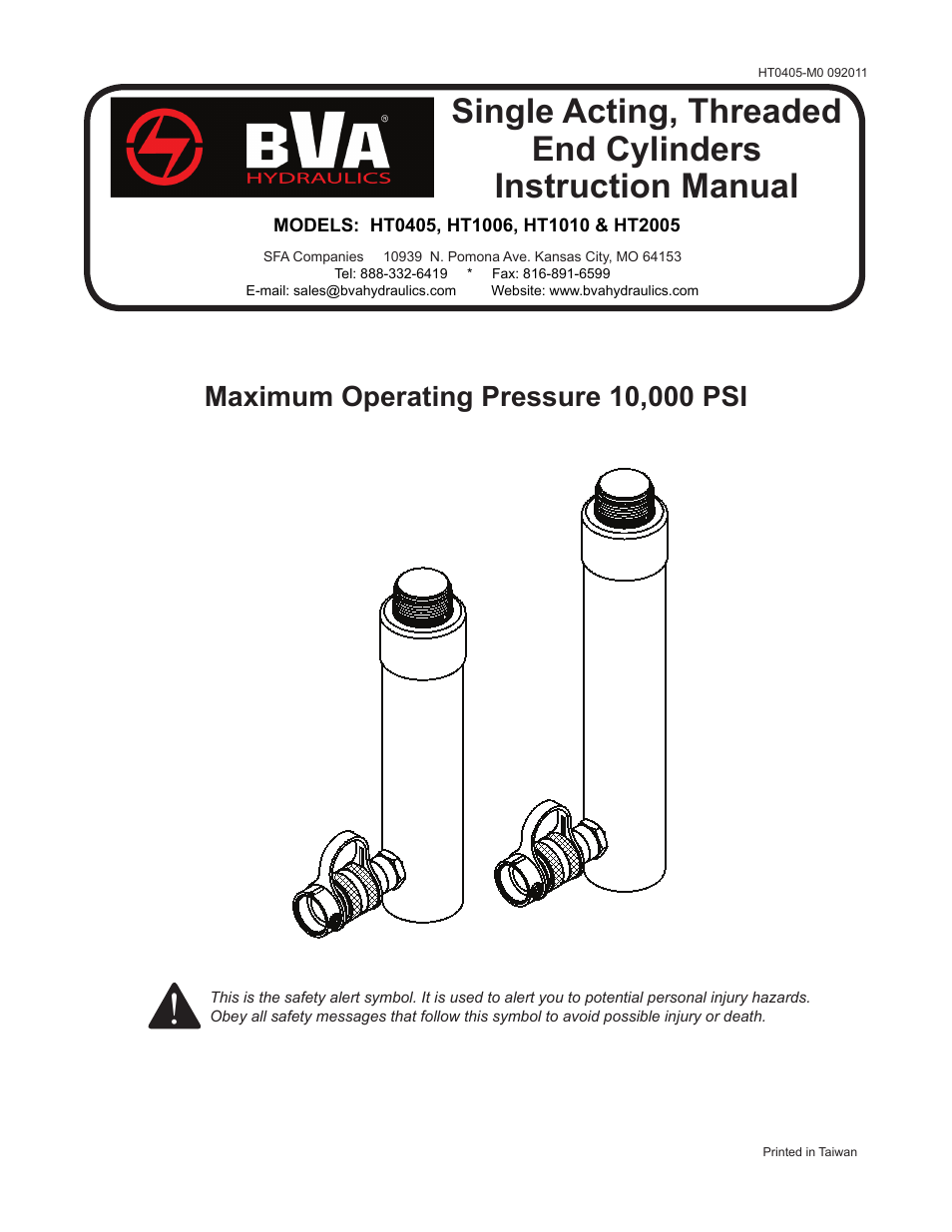 BVA Hydraulics HT2005 User Manual | 8 pages