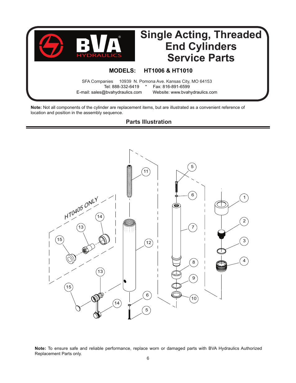 BVA Hydraulics HT2005 User Manual | Page 6 / 8