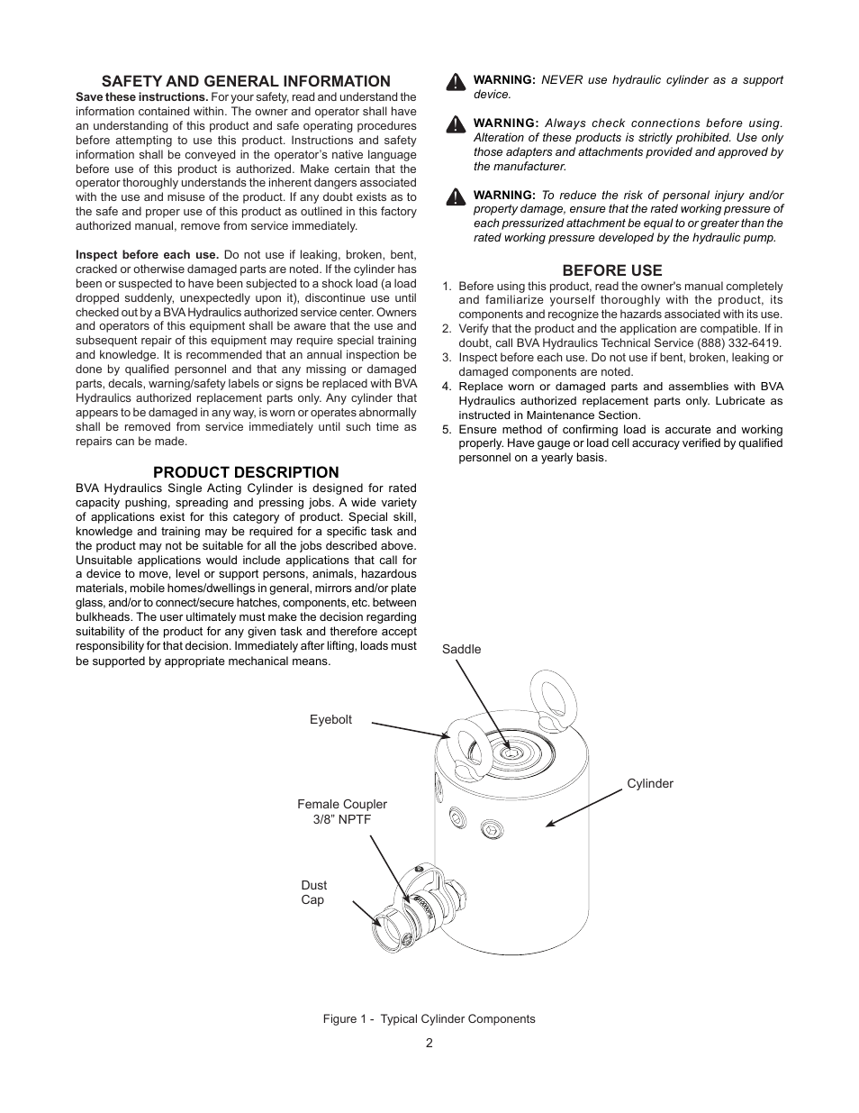 BVA Hydraulics HG100012 User Manual | Page 2 / 24