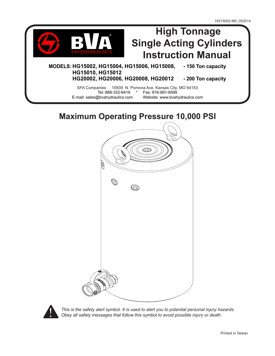 BVA Hydraulics HG20012 User Manual | 24 pages