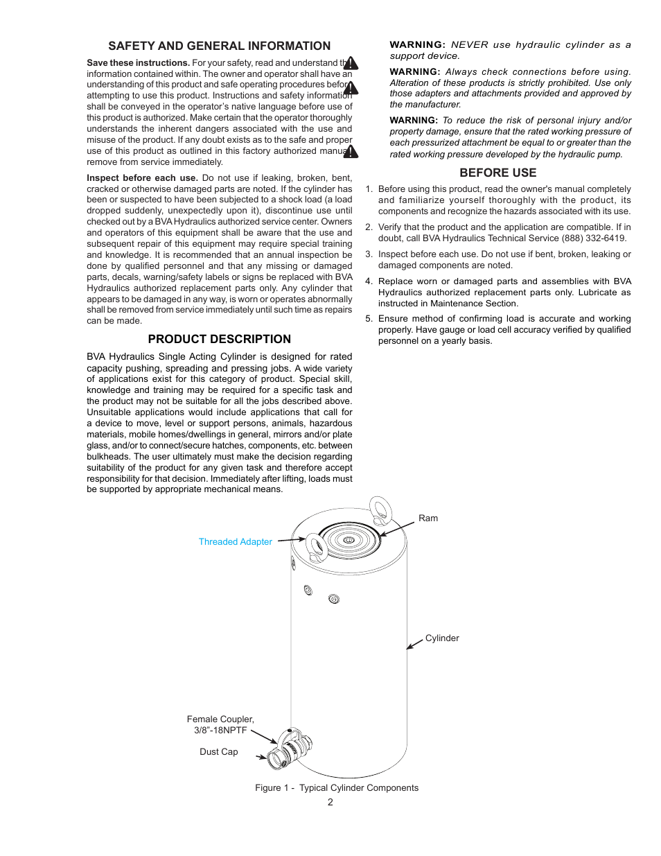 BVA Hydraulics HG20012 User Manual | Page 2 / 24