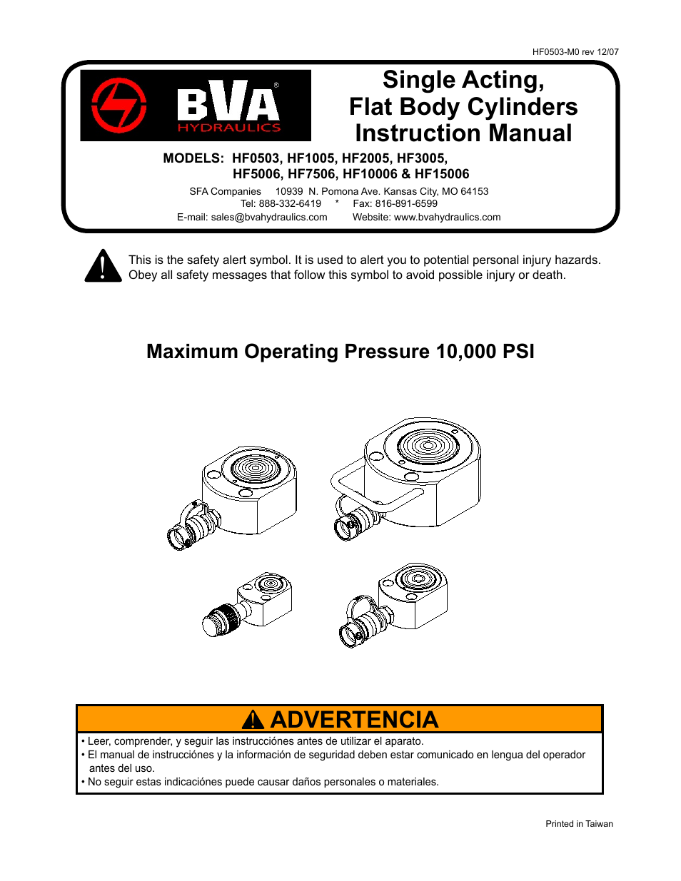 BVA Hydraulics HF15006 User Manual | 12 pages
