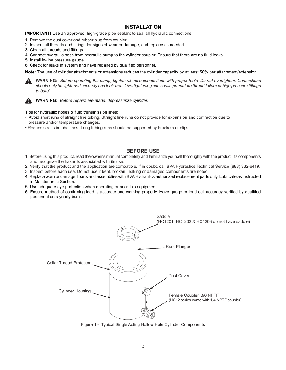 BVA Hydraulics HC6006T User Manual | Page 3 / 12