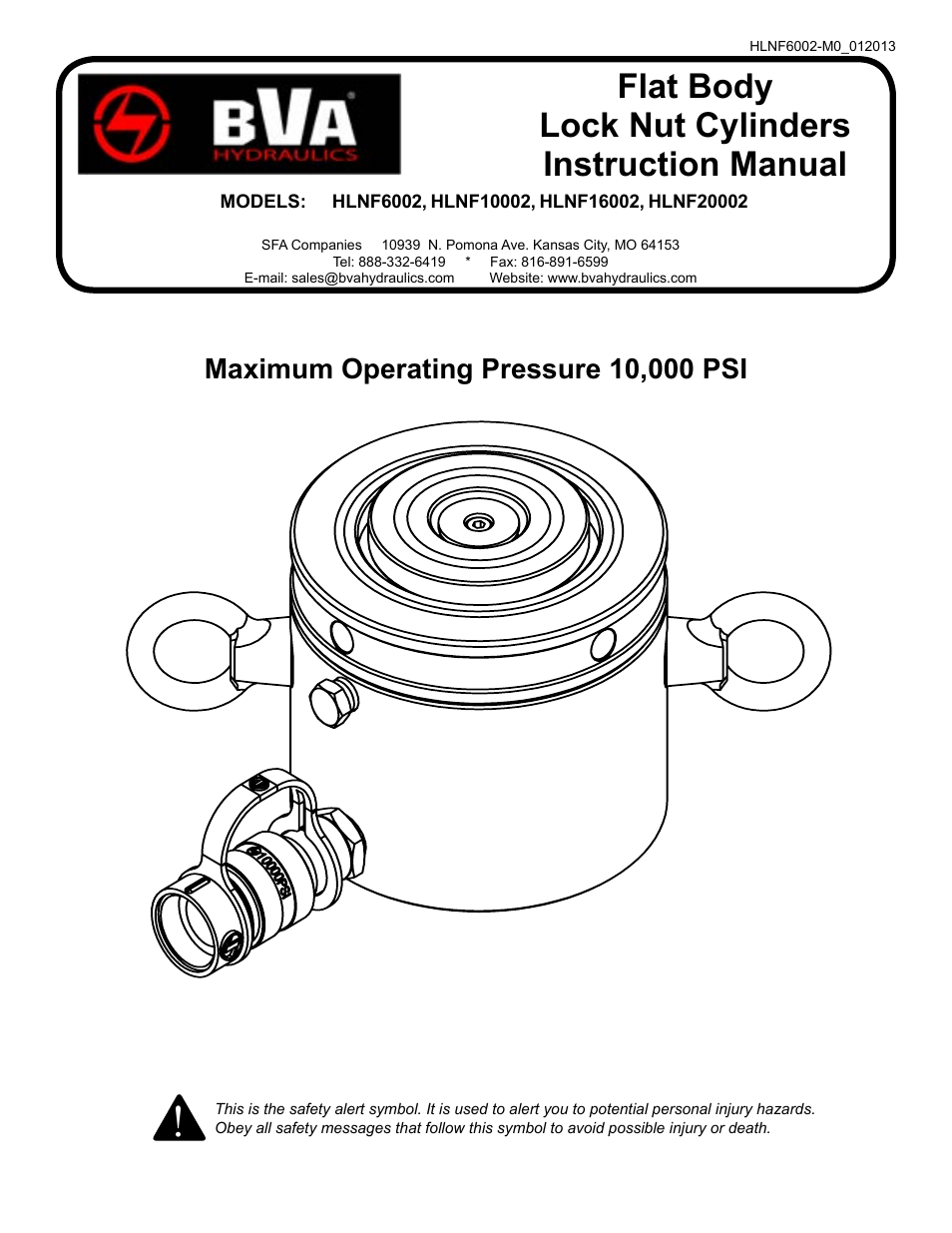 BVA Hydraulics HLNF20002 User Manual | 8 pages