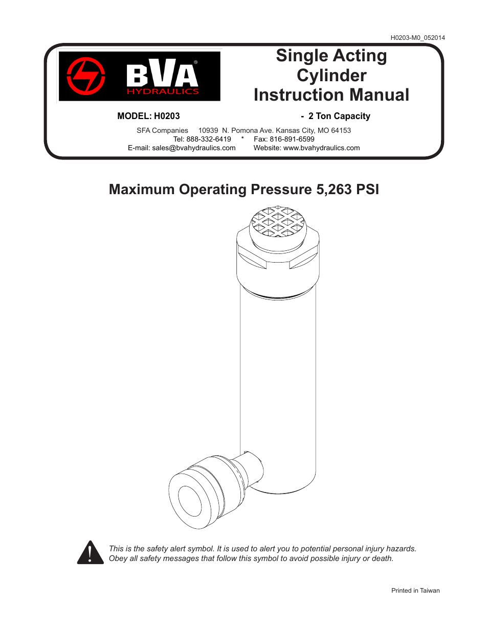 BVA Hydraulics H0203 User Manual | 24 pages