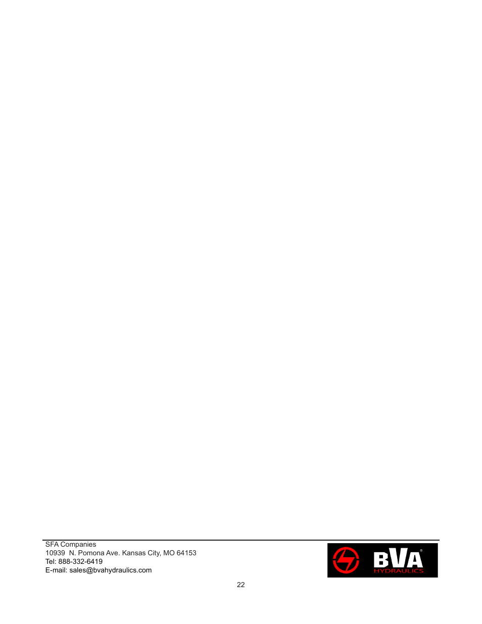 BVA Hydraulics H0203 User Manual | Page 22 / 24