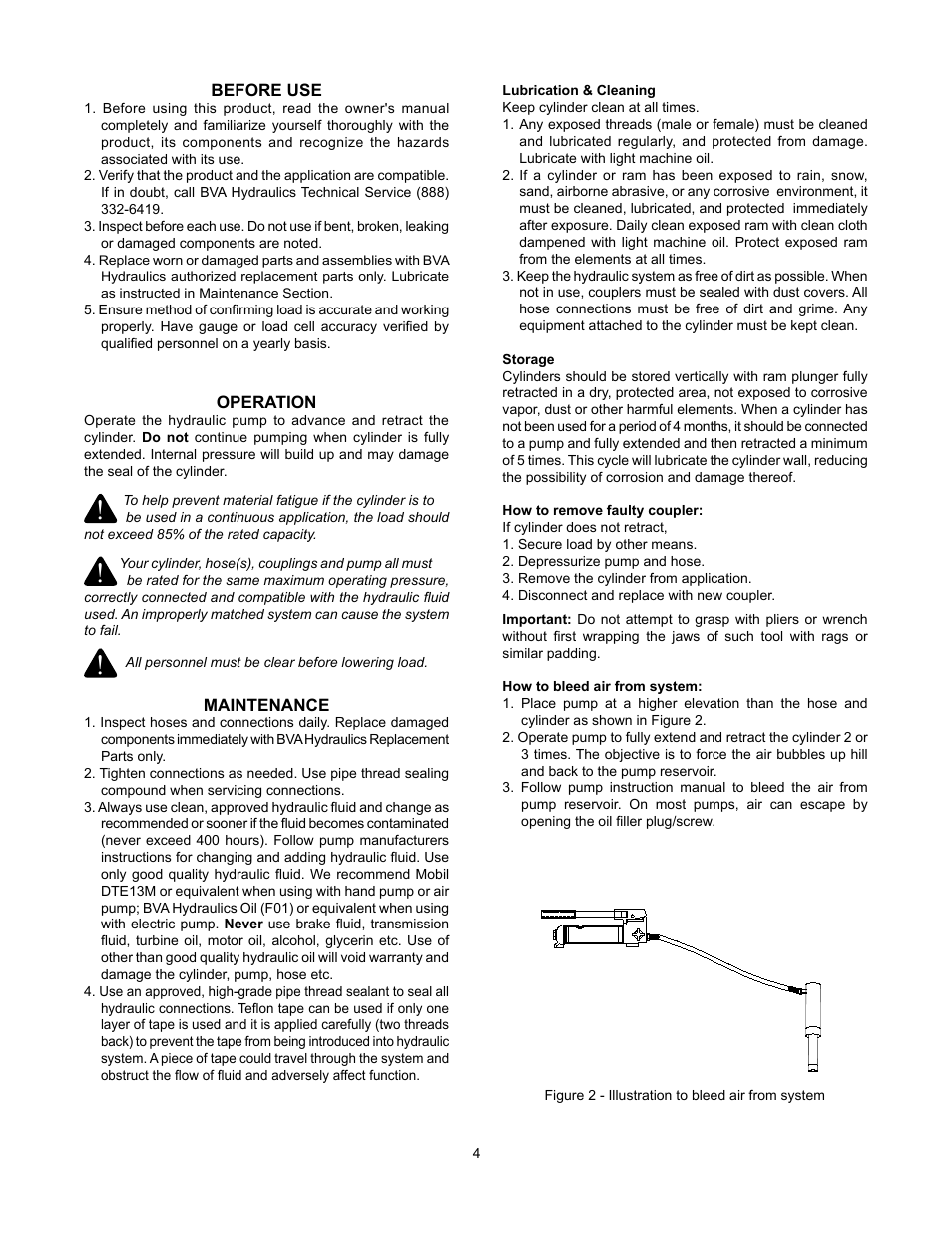 BVA Hydraulics H5502--H10010 User Manual | Page 4 / 12