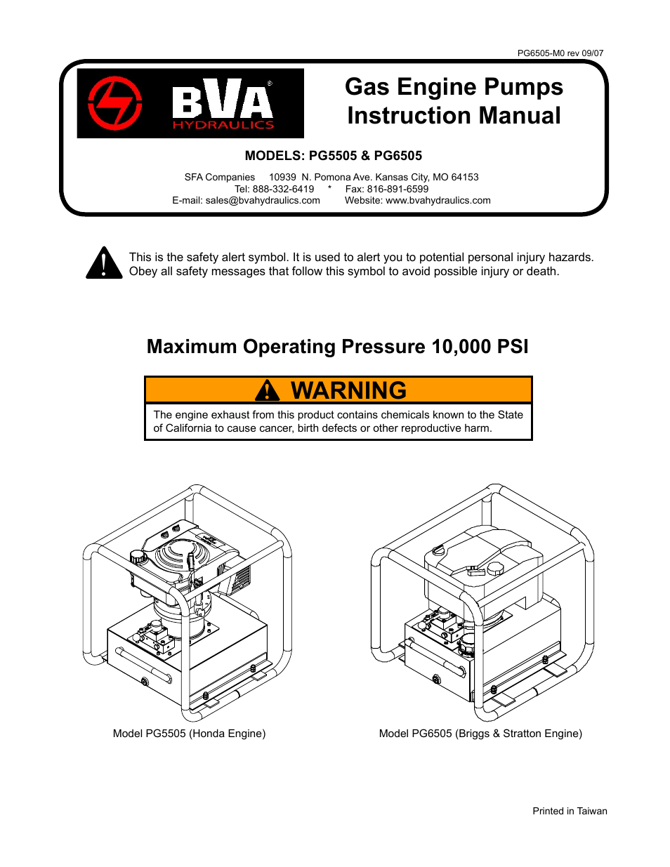 BVA Hydraulics PG6505 User Manual | 12 pages