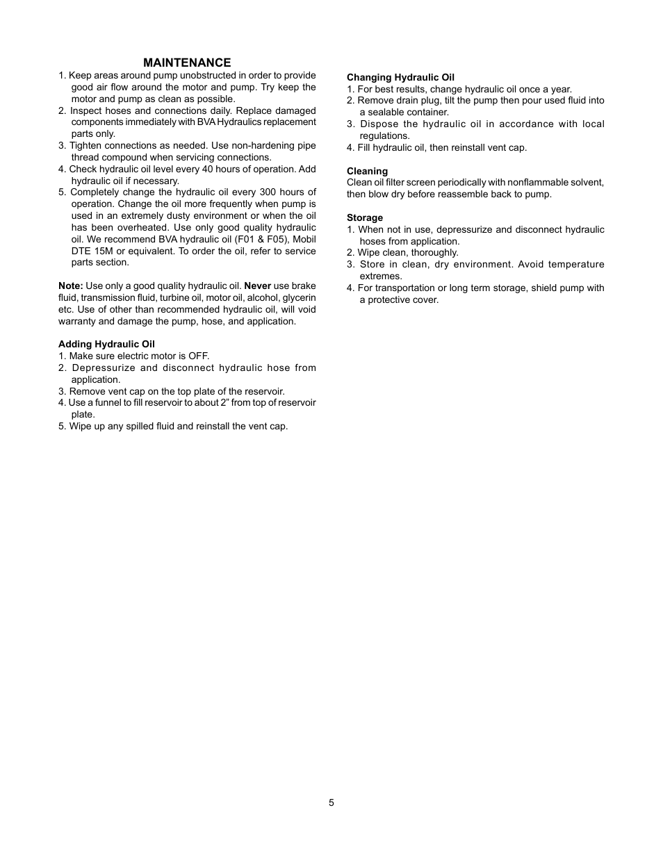 BVA Hydraulics PED0501T User Manual | Page 5 / 8