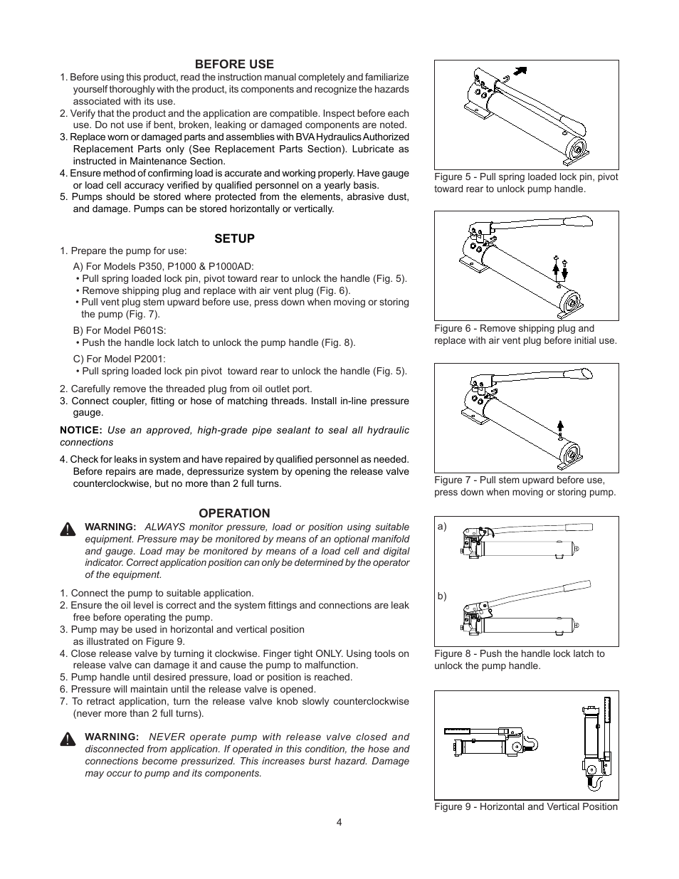 BVA Hydraulics P350, P601S, P1000, P1000AD, P2001 User Manual | Page 4 / 16