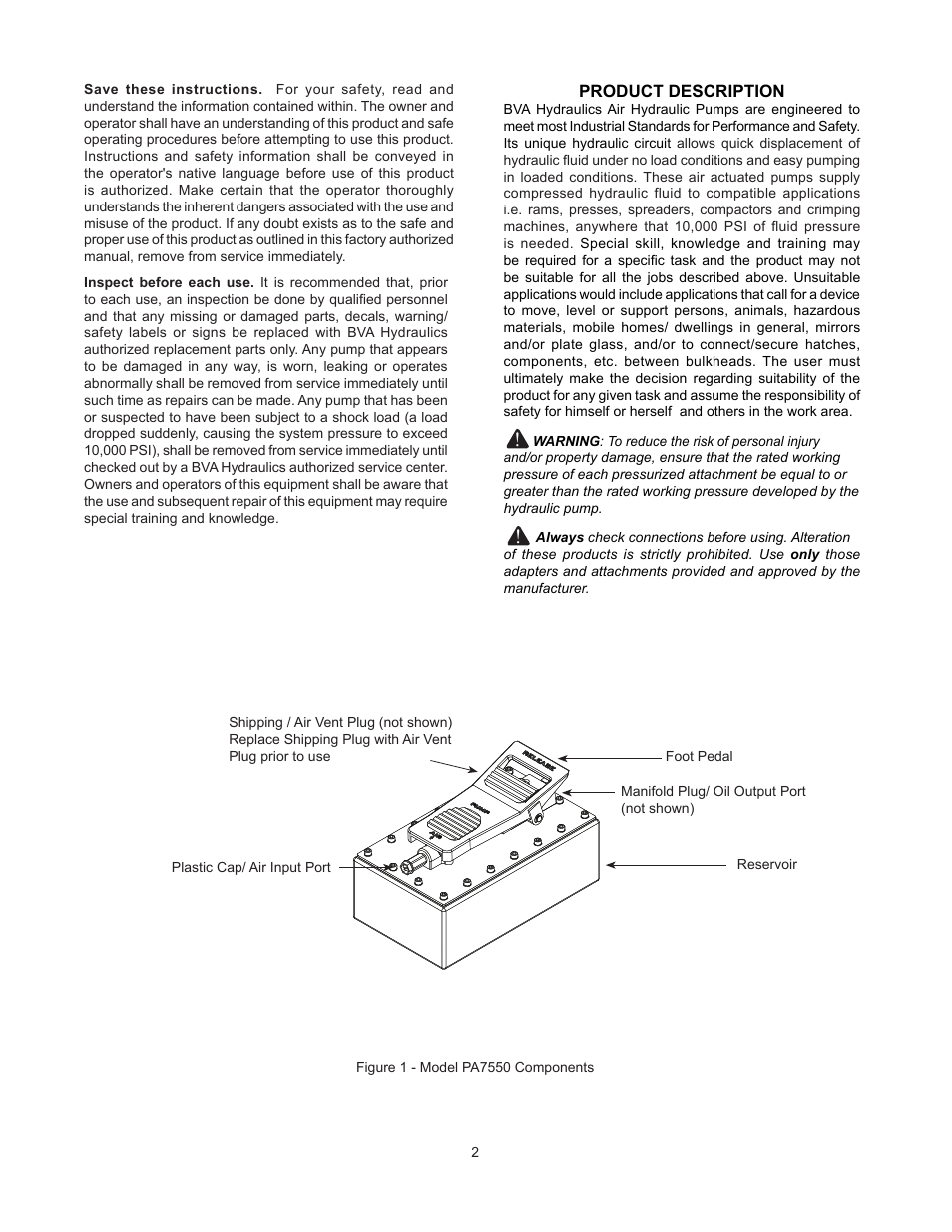 BVA Hydraulics PA7550 User Manual | Page 2 / 8