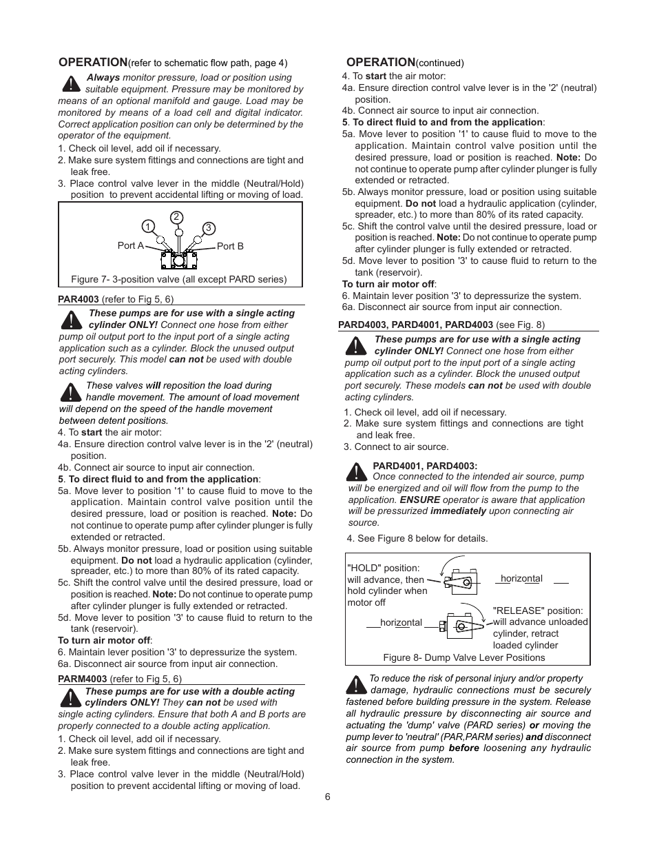 BVA Hydraulics PAR4003, PARD4001, PARD4003, PARM4003 User Manual | Page 6 / 12