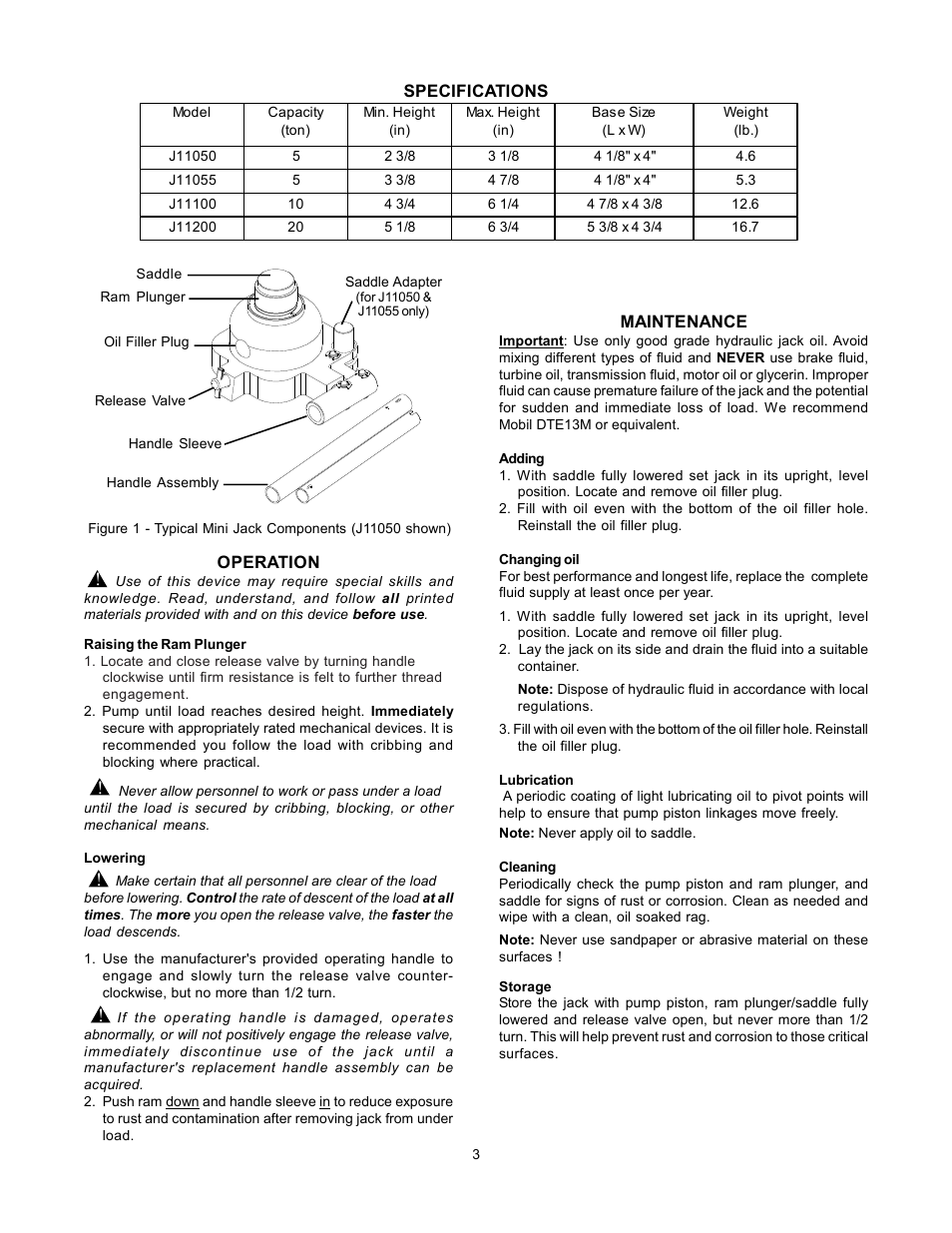 BVA Hydraulics J11100, J11200 User Manual | Page 3 / 8