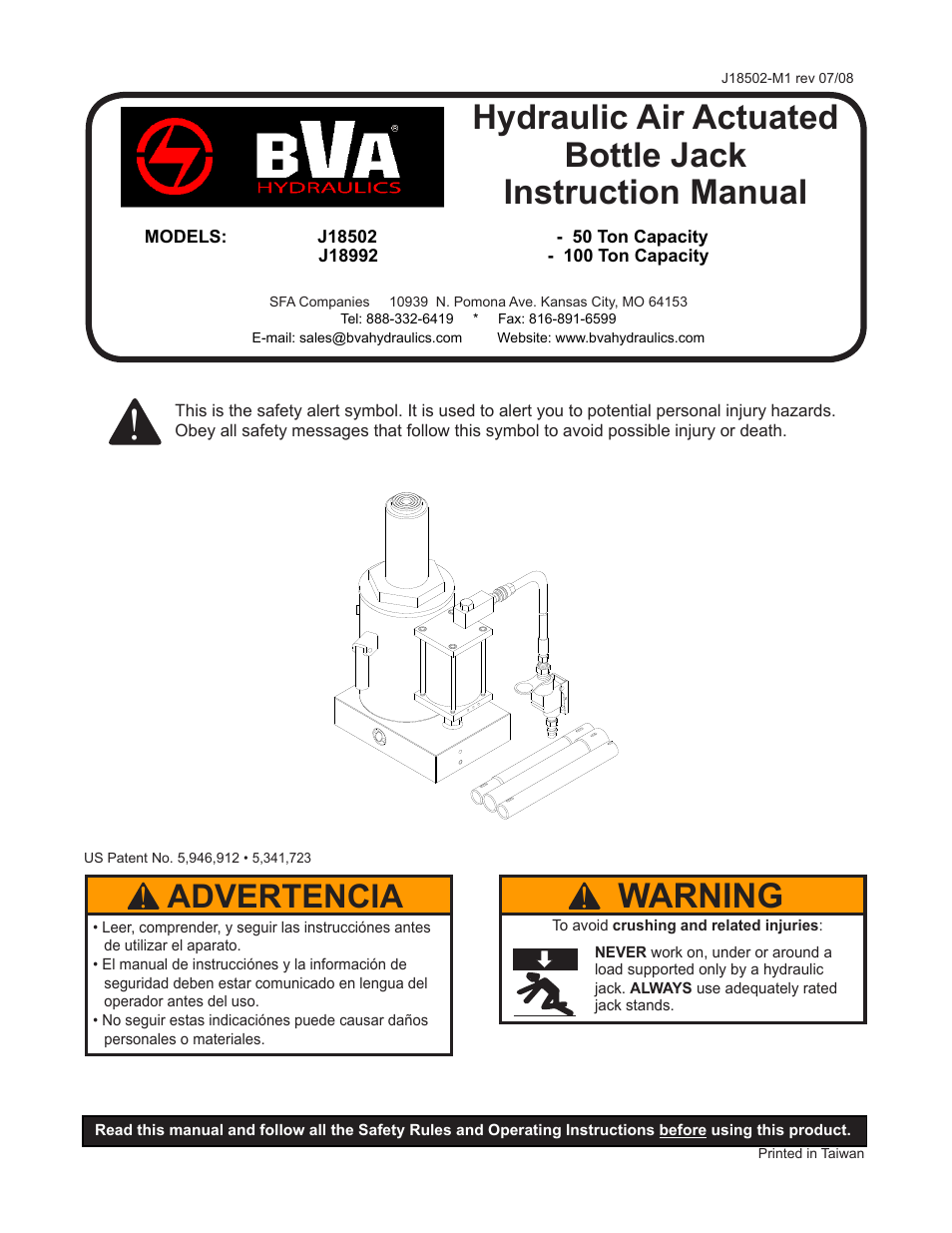 BVA Hydraulics J18992 User Manual | 8 pages