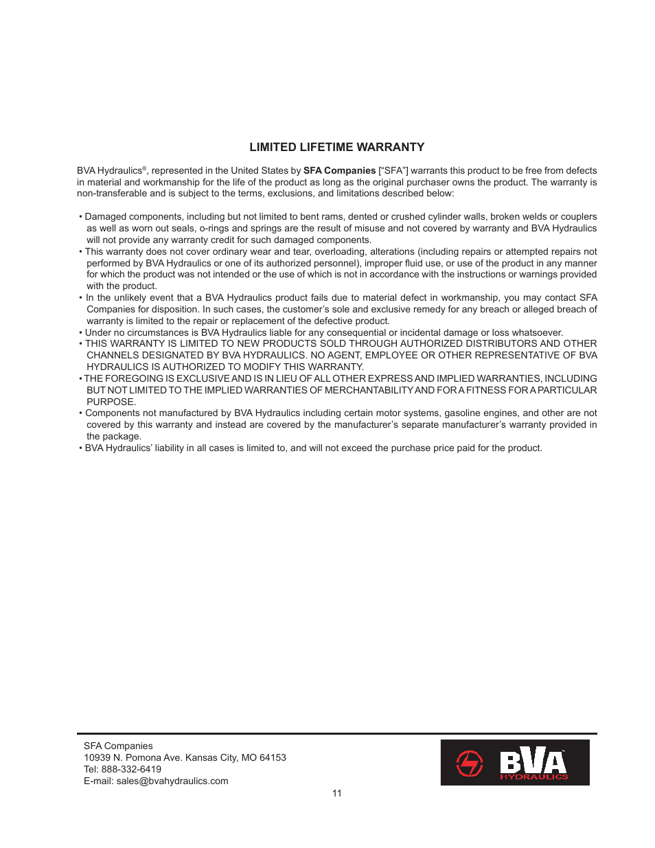 BVA Hydraulics IEPD5513, IEP10010, IAP10010, IEPD10010, IEPDS10010 User Manual | Page 11 / 12