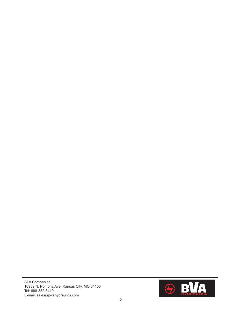 BVA Hydraulics IEPD5513, IEP10010, IAP10010, IEPD10010, IEPDS10010 User Manual | Page 12 / 12