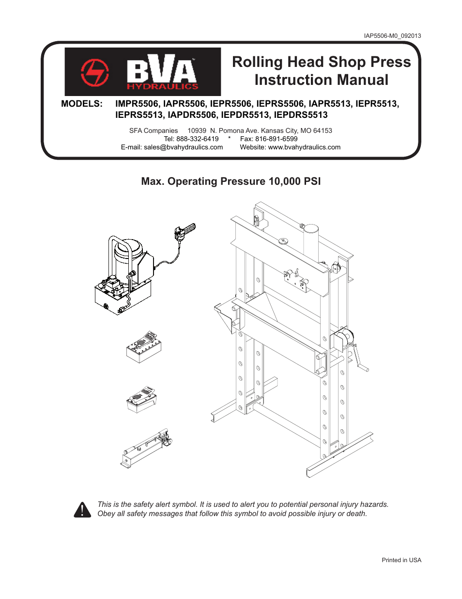 BVA Hydraulics IEPR5513, IEPRS5513, IAPDR5506, IEPDR5513, IEPDRS5513 User Manual | 8 pages