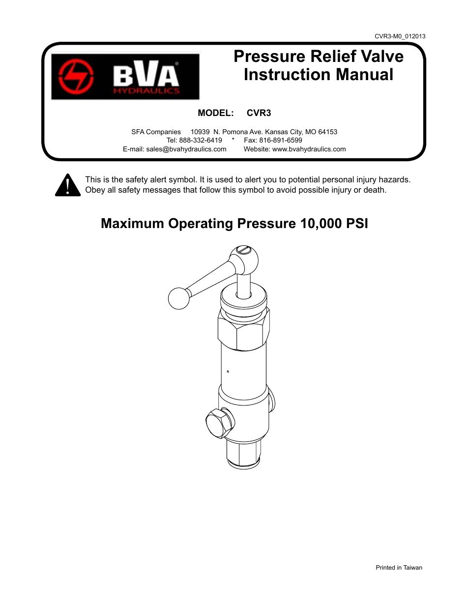 BVA Hydraulics CVR3 User Manual | 4 pages