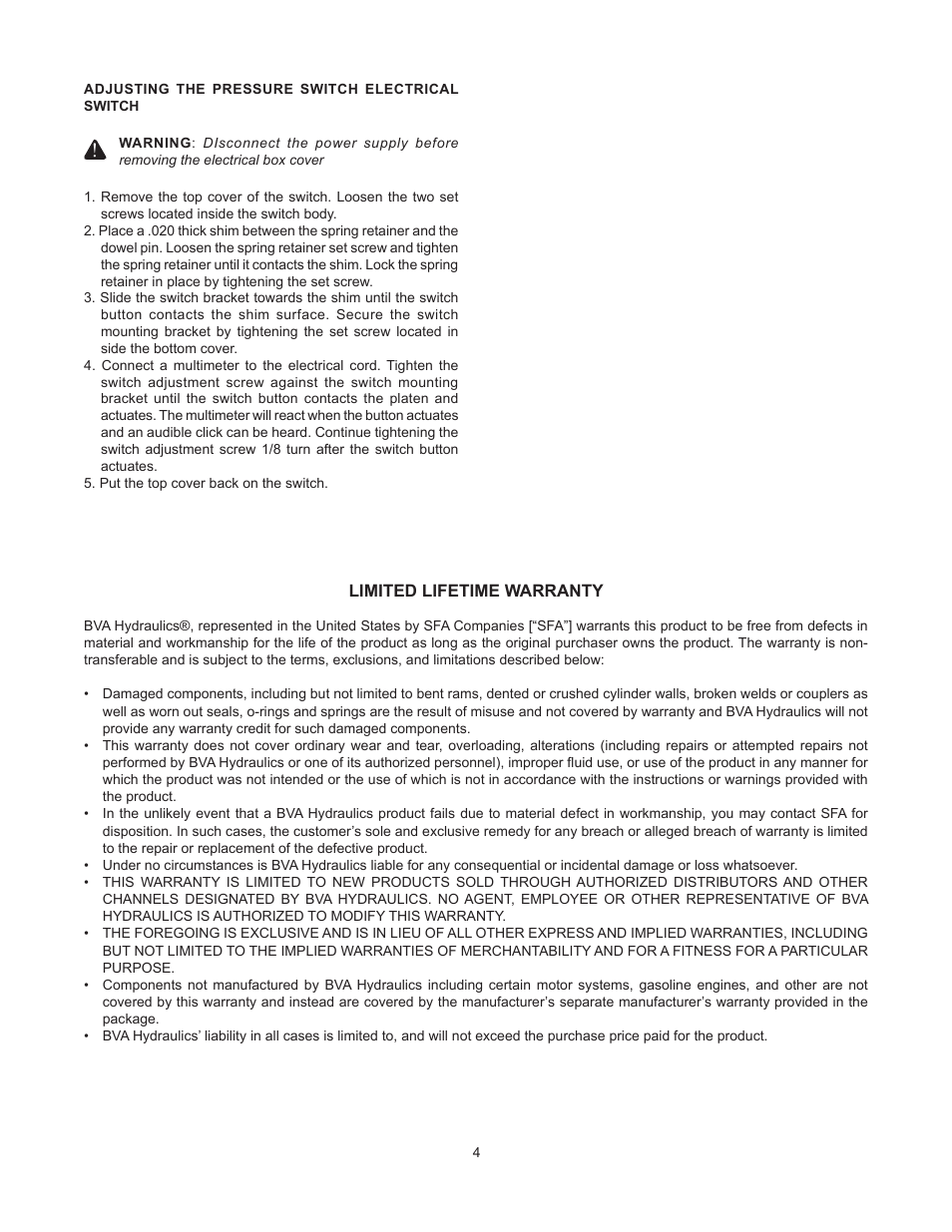 BVA Hydraulics CVS1 User Manual | Page 4 / 8