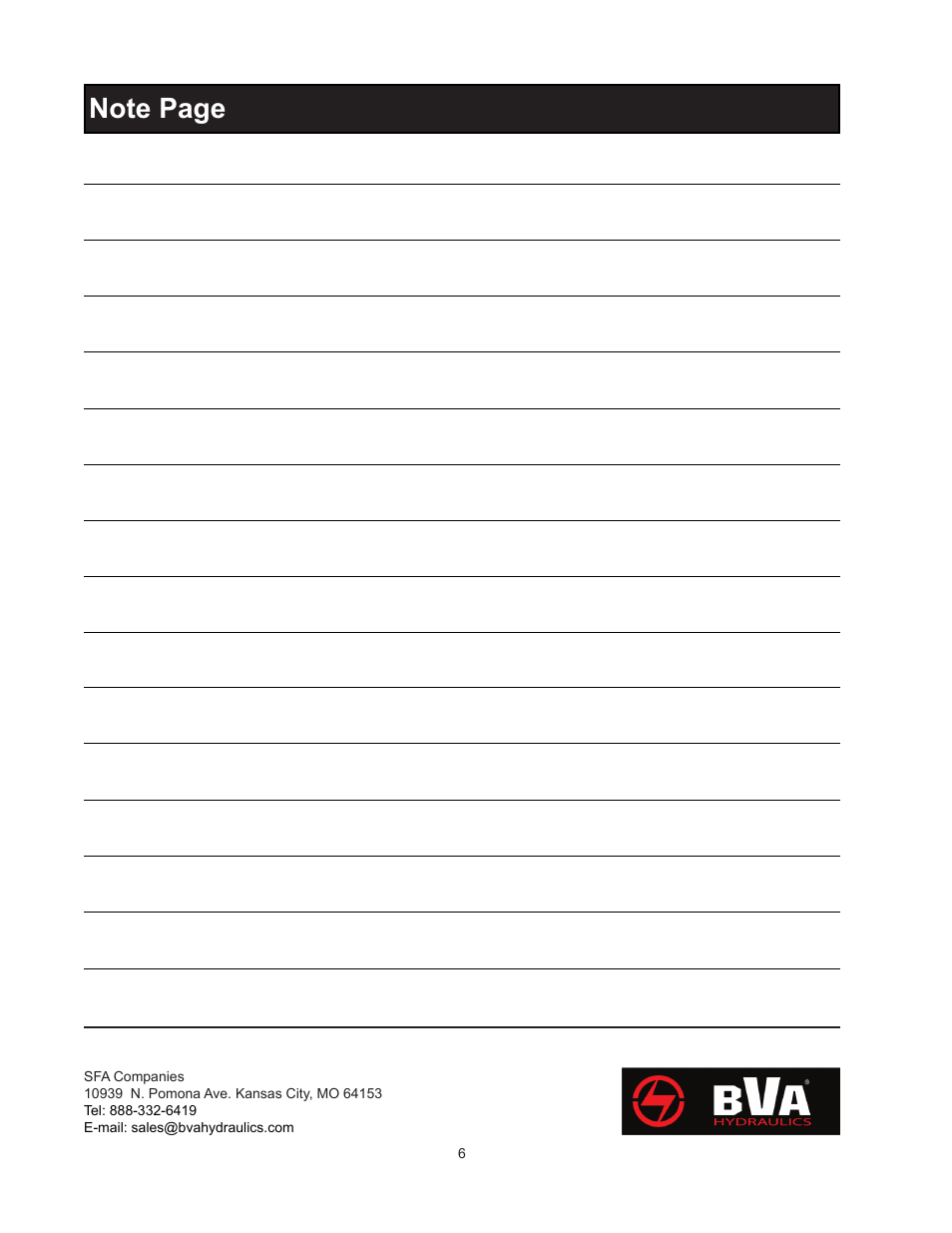 BVA Hydraulics CVS1 User Manual | Page 6 / 8