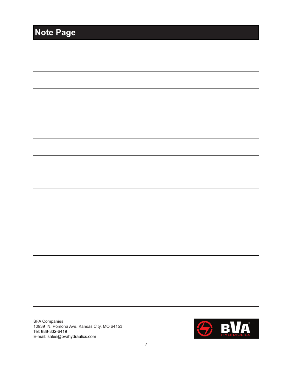 BVA Hydraulics CVS1 User Manual | Page 7 / 8