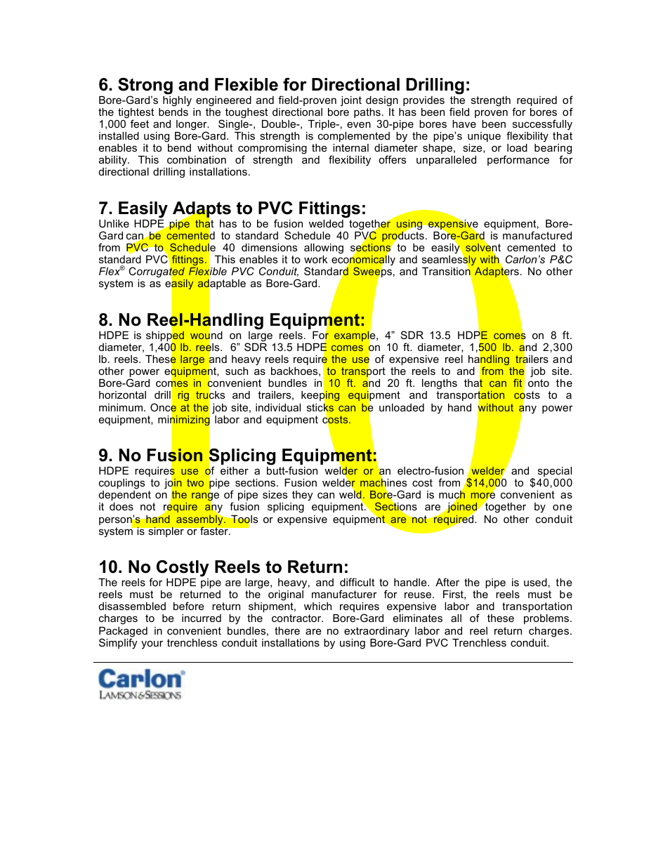 Carlon Bore-Gard 10 Reasons to Use User Manual | Page 2 / 2