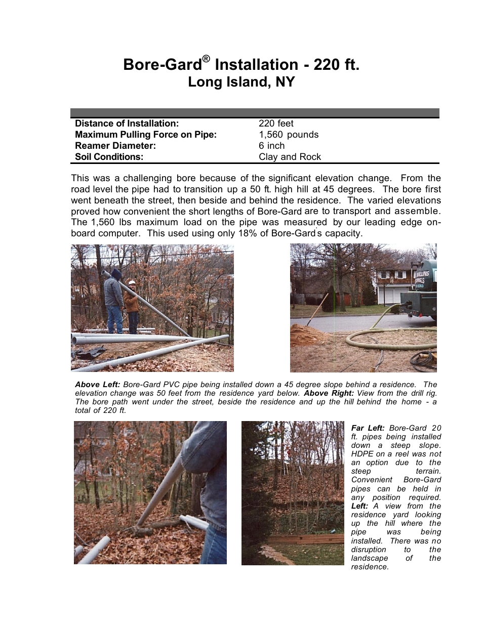 Carlon Bore-Gard Long Island, NY User Manual | 1 page