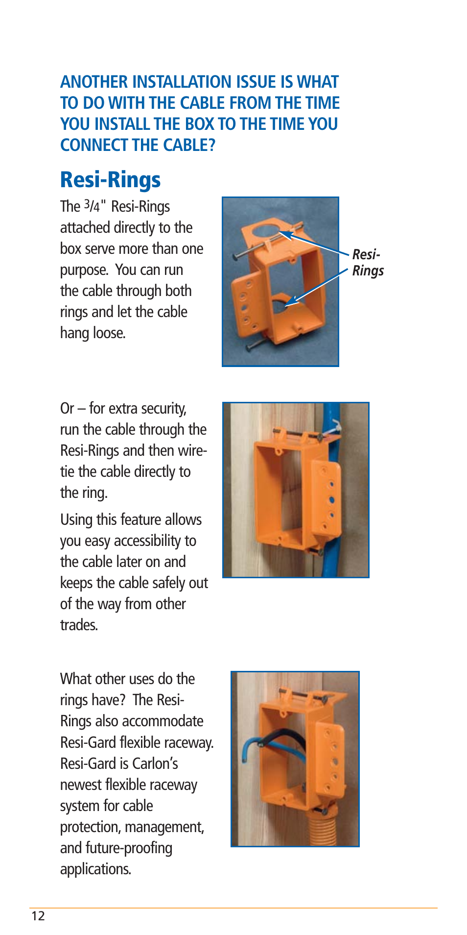 Resi-rings | Carlon Structured Cable Management Systems Handbook - Low Res User Manual | Page 14 / 92