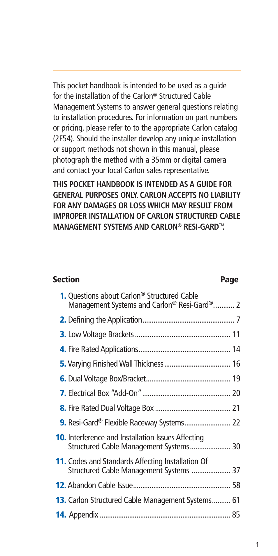 Carlon Structured Cable Management Systems Handbook - Low Res User Manual | Page 3 / 92