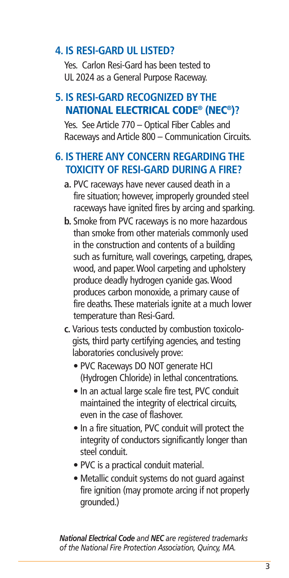 Is resi-gard ul listed | Carlon Structured Cable Management Systems Handbook - Low Res User Manual | Page 5 / 92