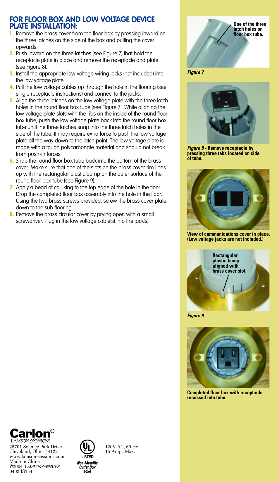 Carlon Drop-In Floor Box User Manual | Page 2 / 2