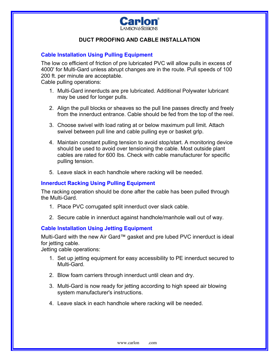 Carlon Duct Proofing and Cable User Manual | Page 2 / 3