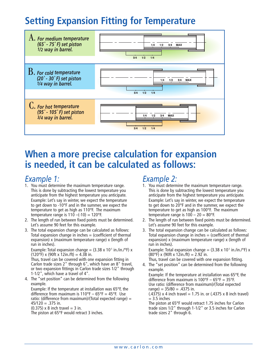 Example 1, Example 2 | Carlon Expansion Joints User Manual | Page 4 / 6