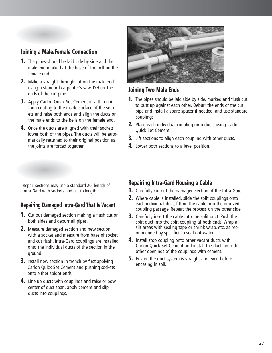 Field cuts, Repairing intra-gard, Once installed | Carlon Intra-Gard - Low Res User Manual | Page 2 / 2